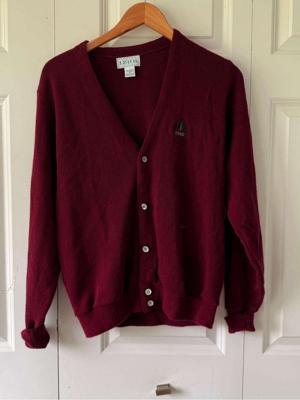 Izod Men's Deep Burgundy Button-Front Cardigan